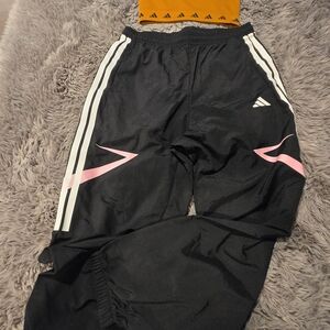 Adidas Kids Black Track Pants with Pink Accents